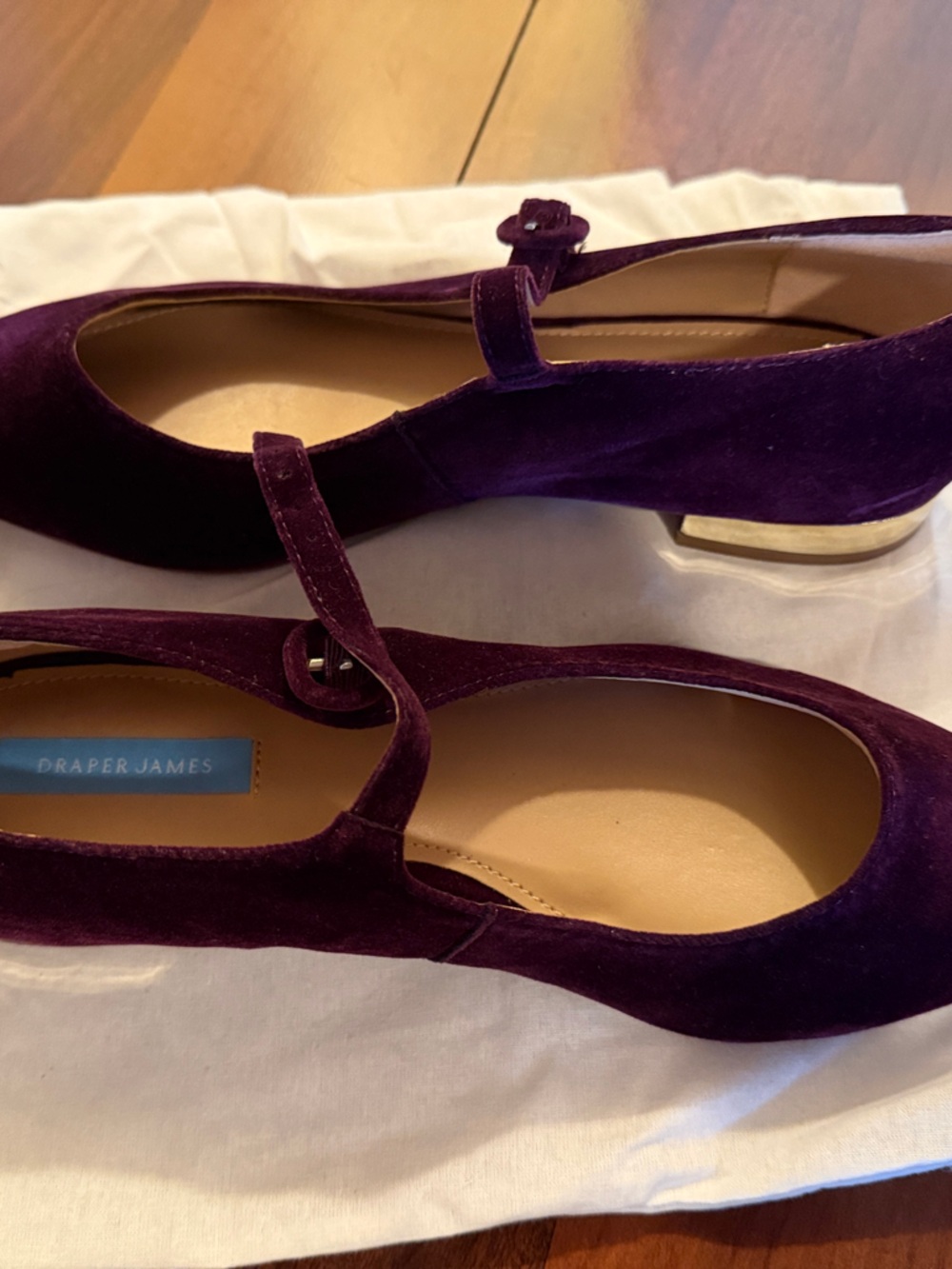 NWOT Draper James Women's Velvet Mary Jane Flats in Plum 8.5 - Picture 3 of 10